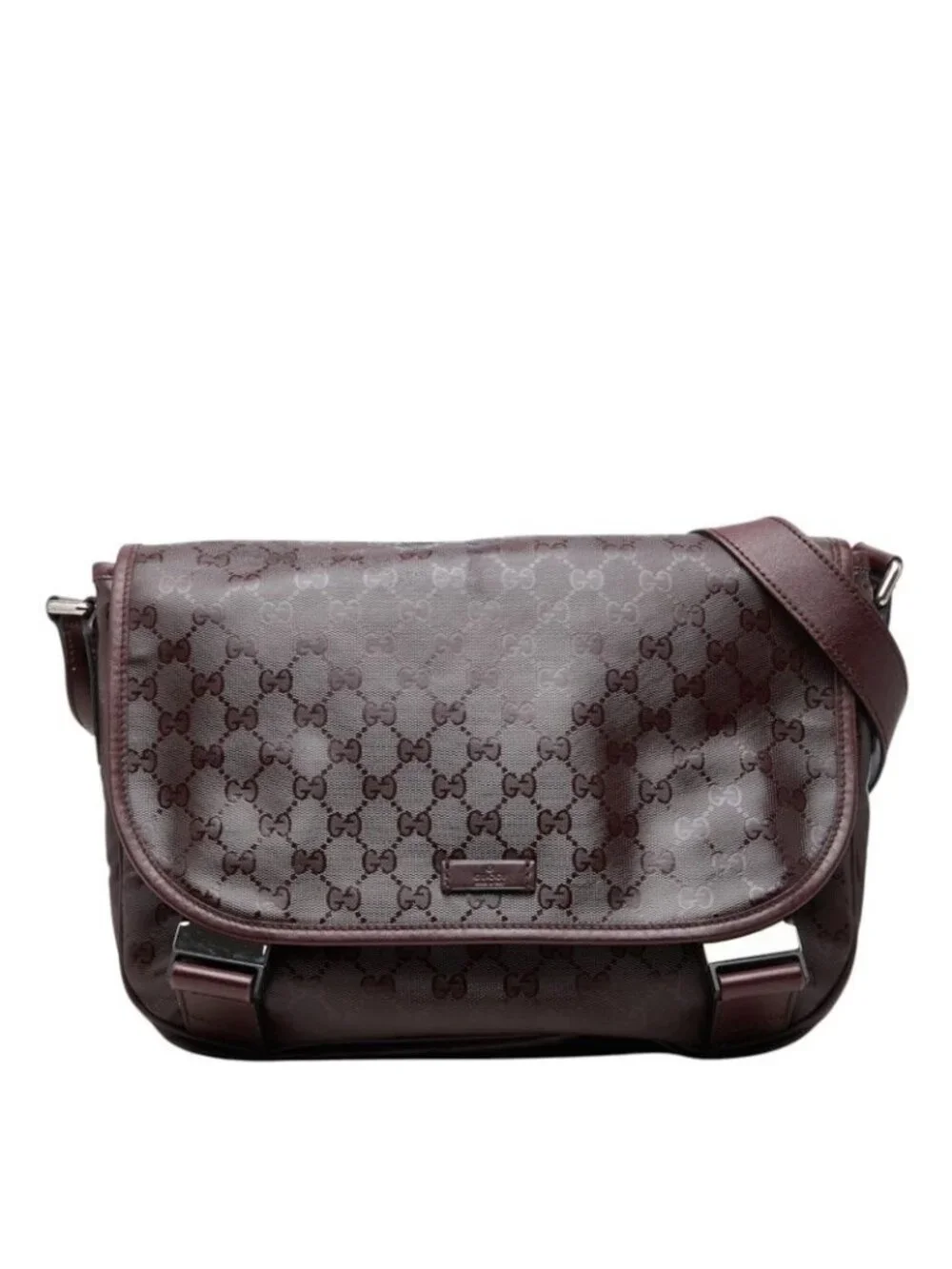 Gucci GG Supreme Crossbody Shoulder Bag Wine Red Leather